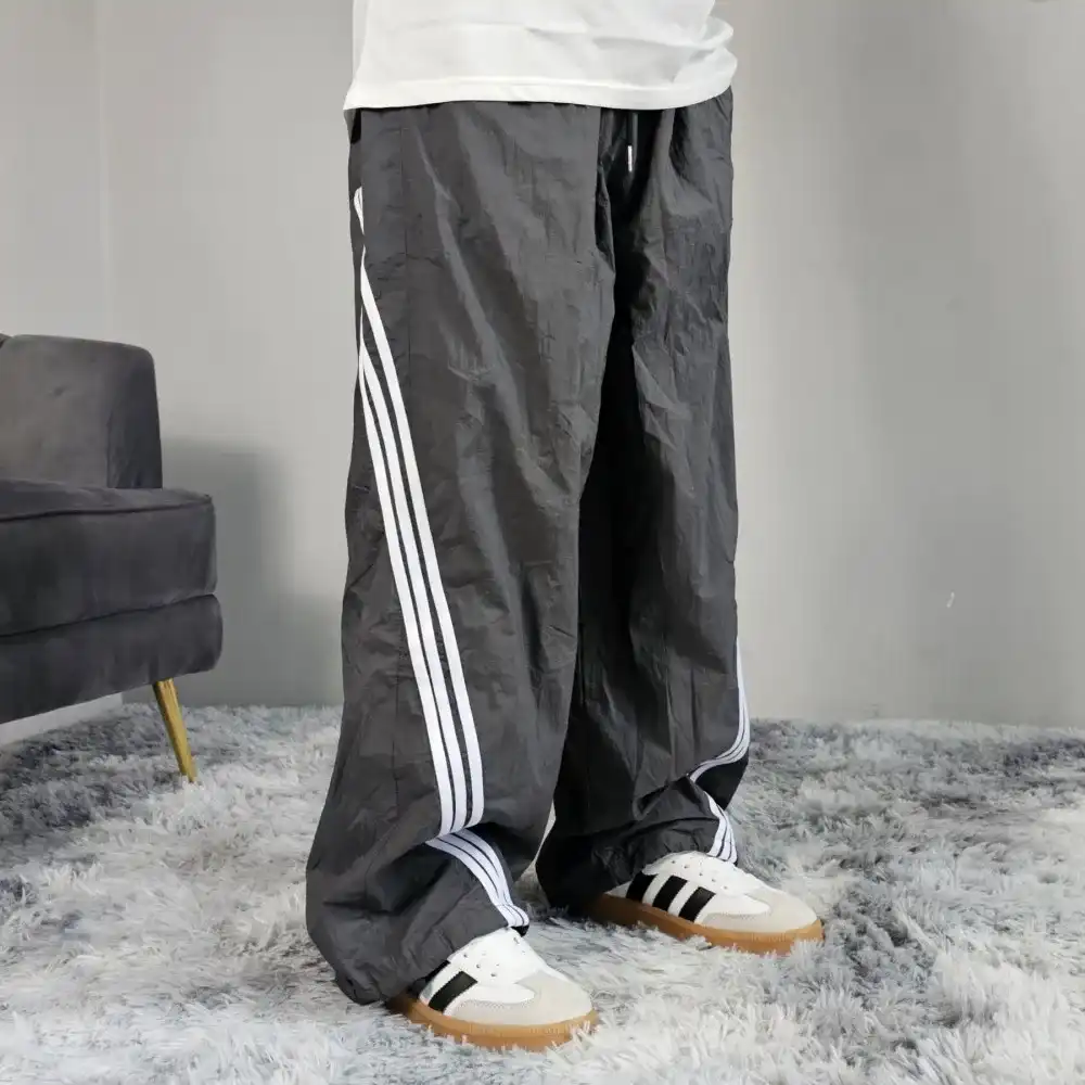 Product image of Side Triple Lining Retro Parachute Loose Baggy Track Pant " Grey "