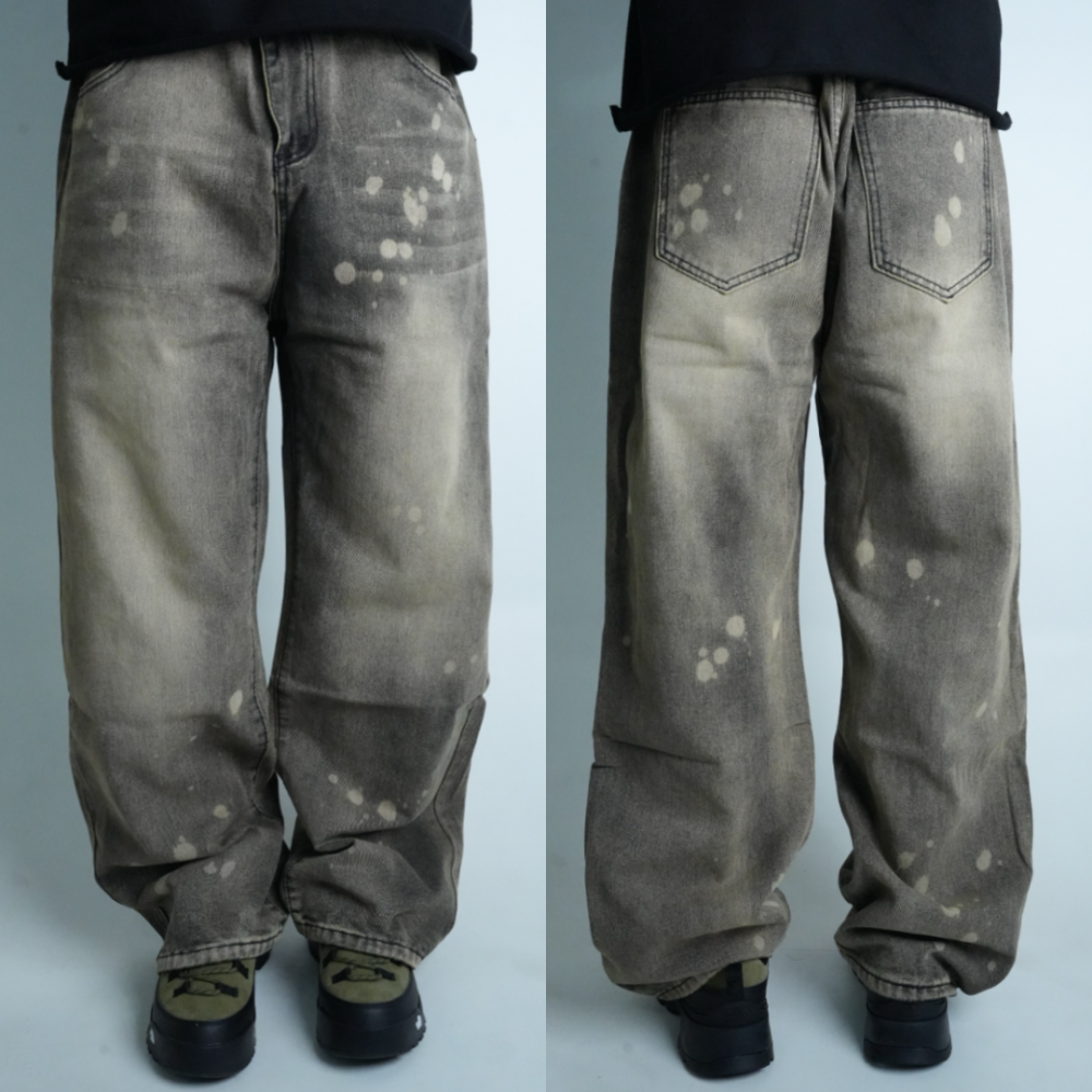 Product image of N546 Splatter Vintage Straight Jeans Pant " Charcoal Grey "