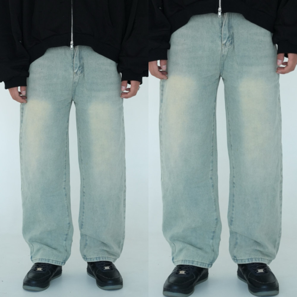 Product image of N100 Side Belt Design Straight Fit Jeans Pant " Blue "
