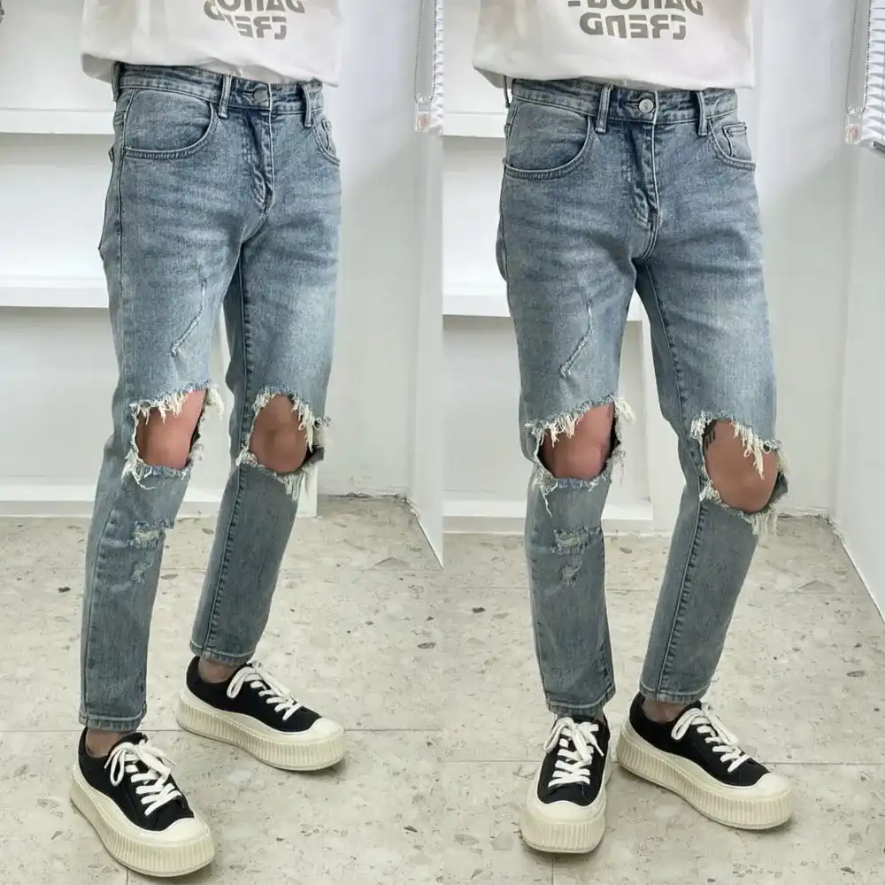 Product image of 1006 Knee Cut Grunge Slim Fit Jeans Pant " Blue "