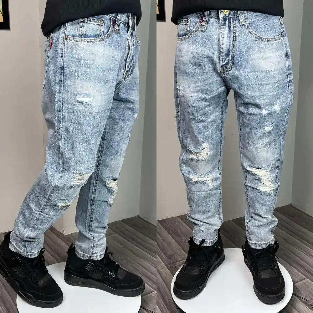 Product image of 631/632 Knee Cut Grunge Slim Fit Jeans Pant " Blue "