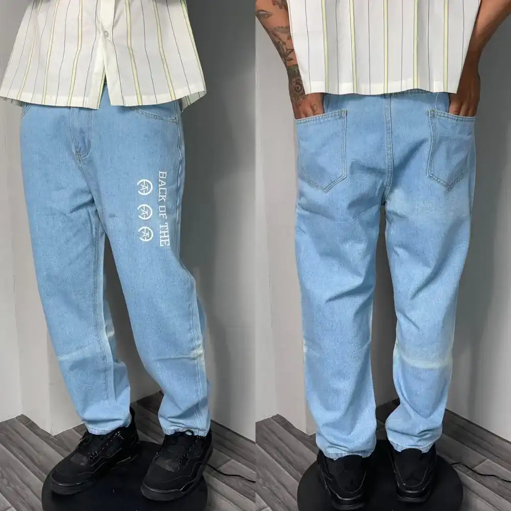 Product image of Nk16 Back Of The Printed Baggy Jeans " Blue "