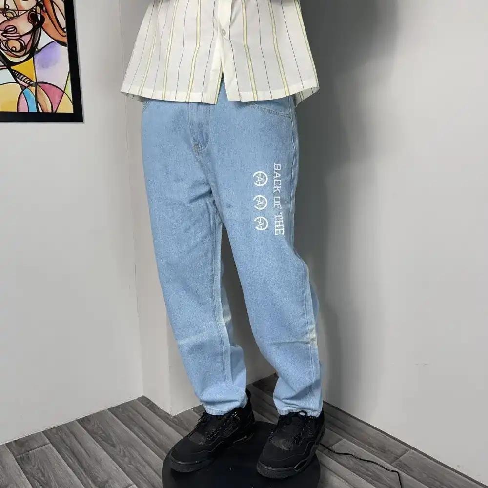 Product image of Nk16 Back Of The Printed Baggy Jeans " Blue "