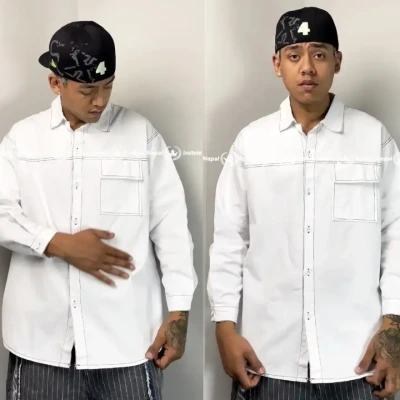 Stitching Front Pocket Full Shi...