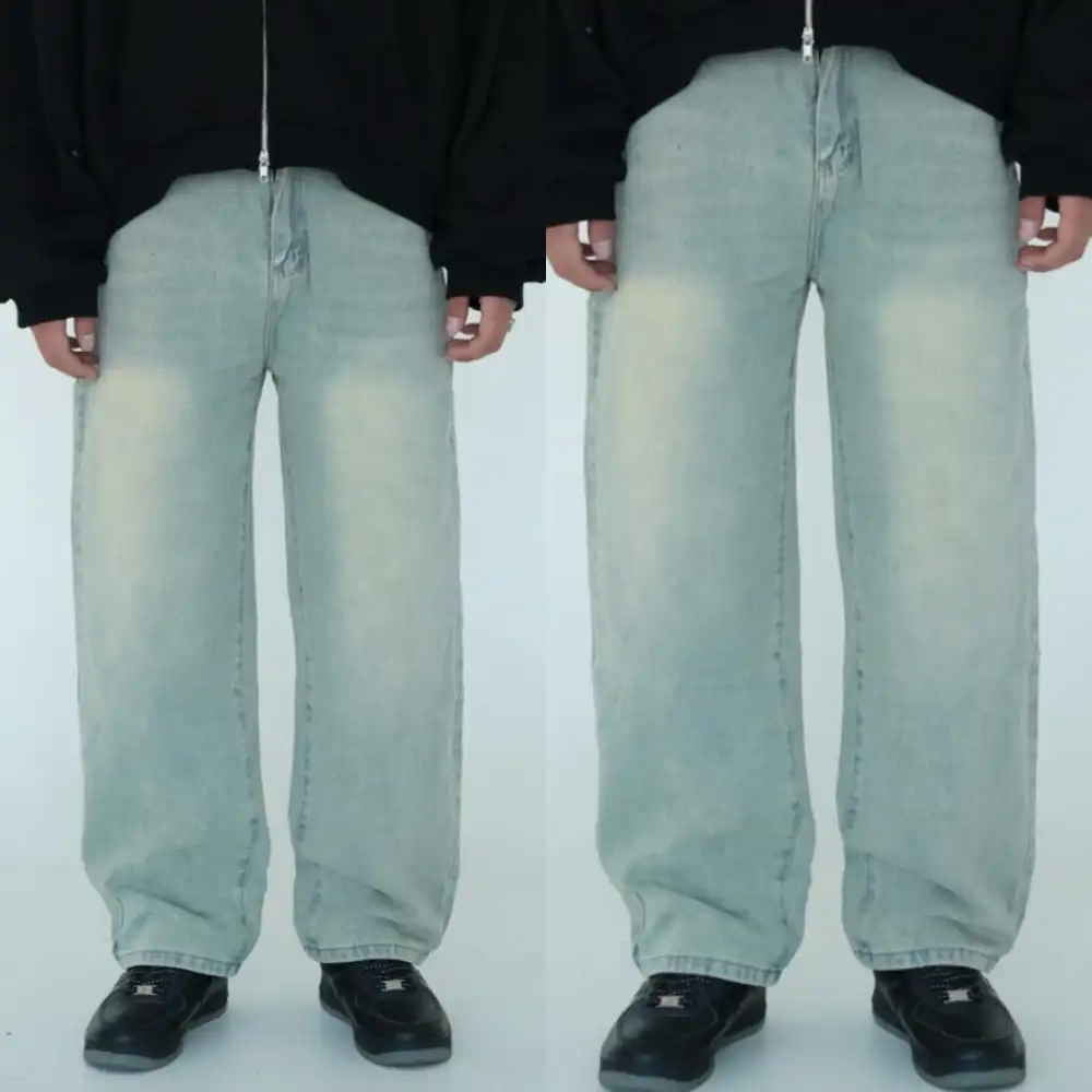 Product image of N100 Side Belt Design Straight Fit Jeans Pant