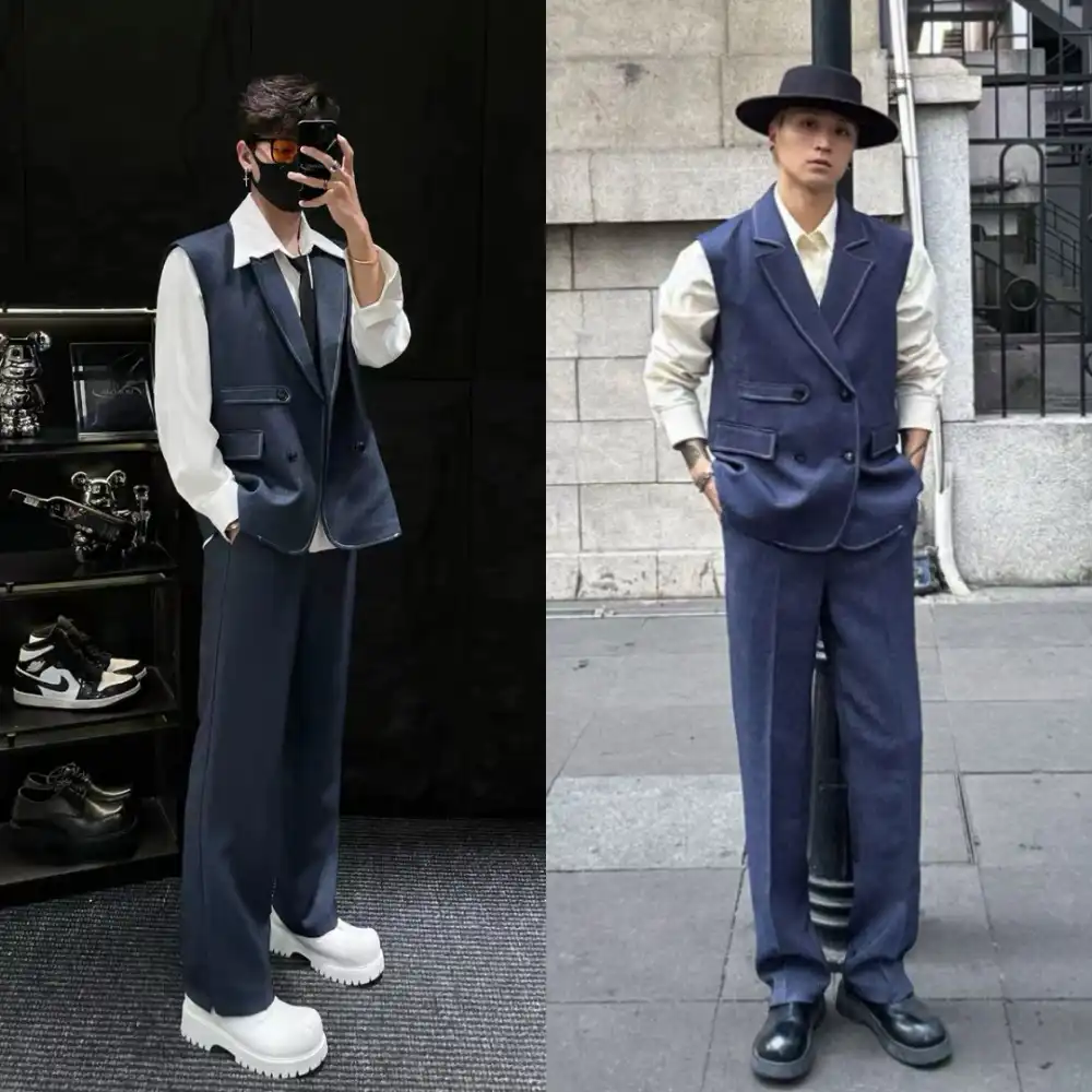 Product image of Dk26013 Jeans Half Blazer Trouser Formal Pant Set