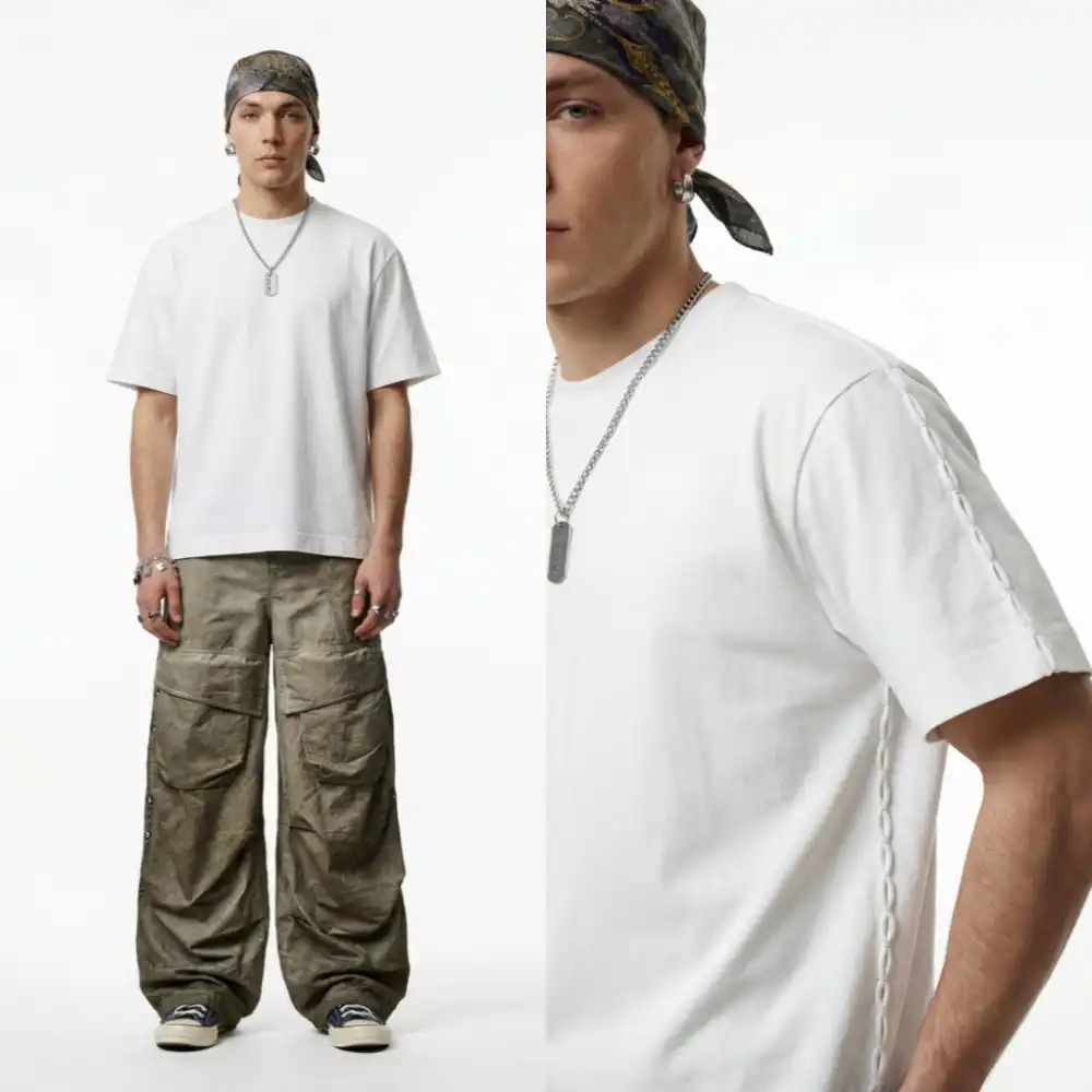 Product image of 8440 Lotus Root Embroidery Plain T-shirt.
