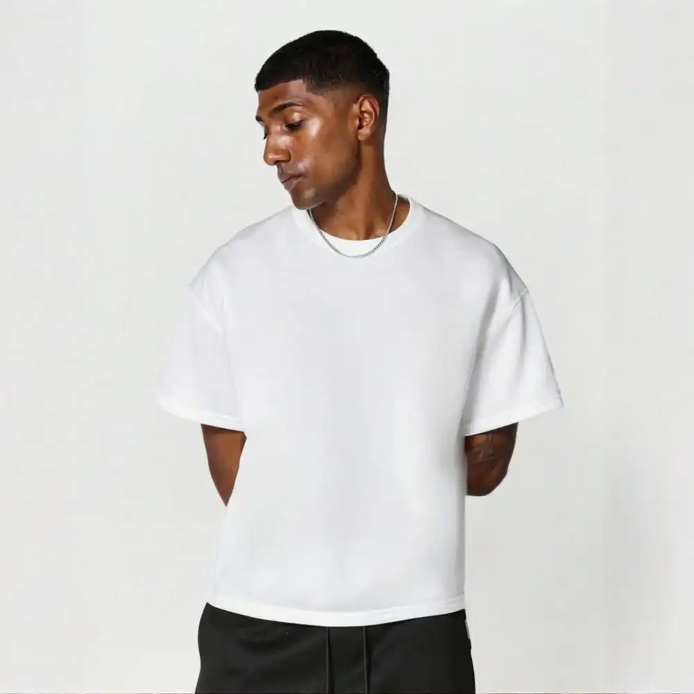 Product image of Basic Plain Over Size Boxy Crop T-shirt