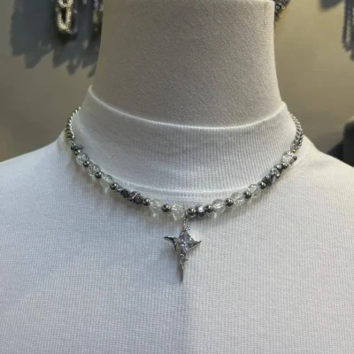 093 Crystal Bead Star Necklace