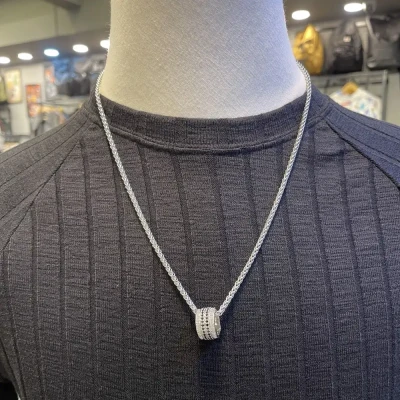 094 Textured Ring Chain Necklac...