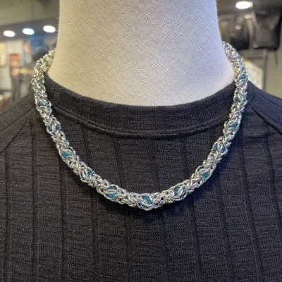 095 Blue Crystal Chain Necklace