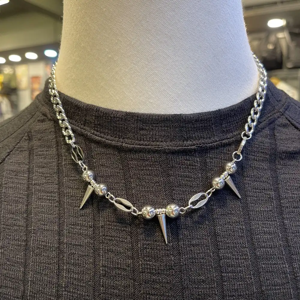 Product image of 093 Round Beads And Cone Spike Necklace