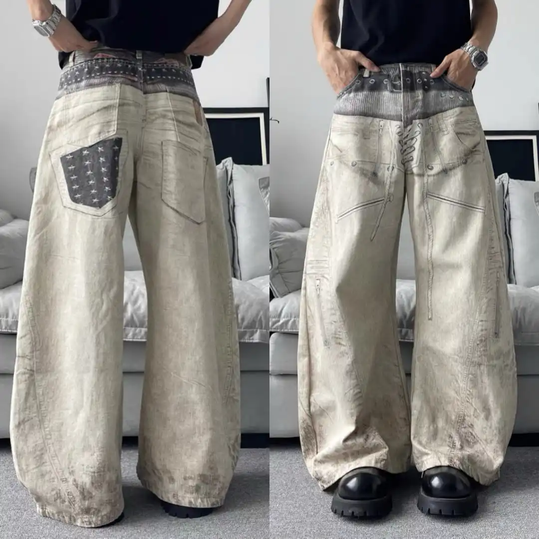 Product image of 8086 Dirty Washed Flaire Baggy Jeans Pant