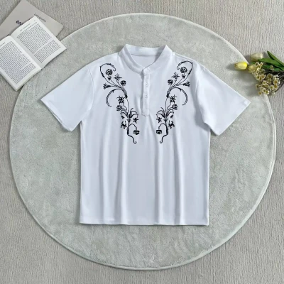 T755 Floral Embroidery Collar N...