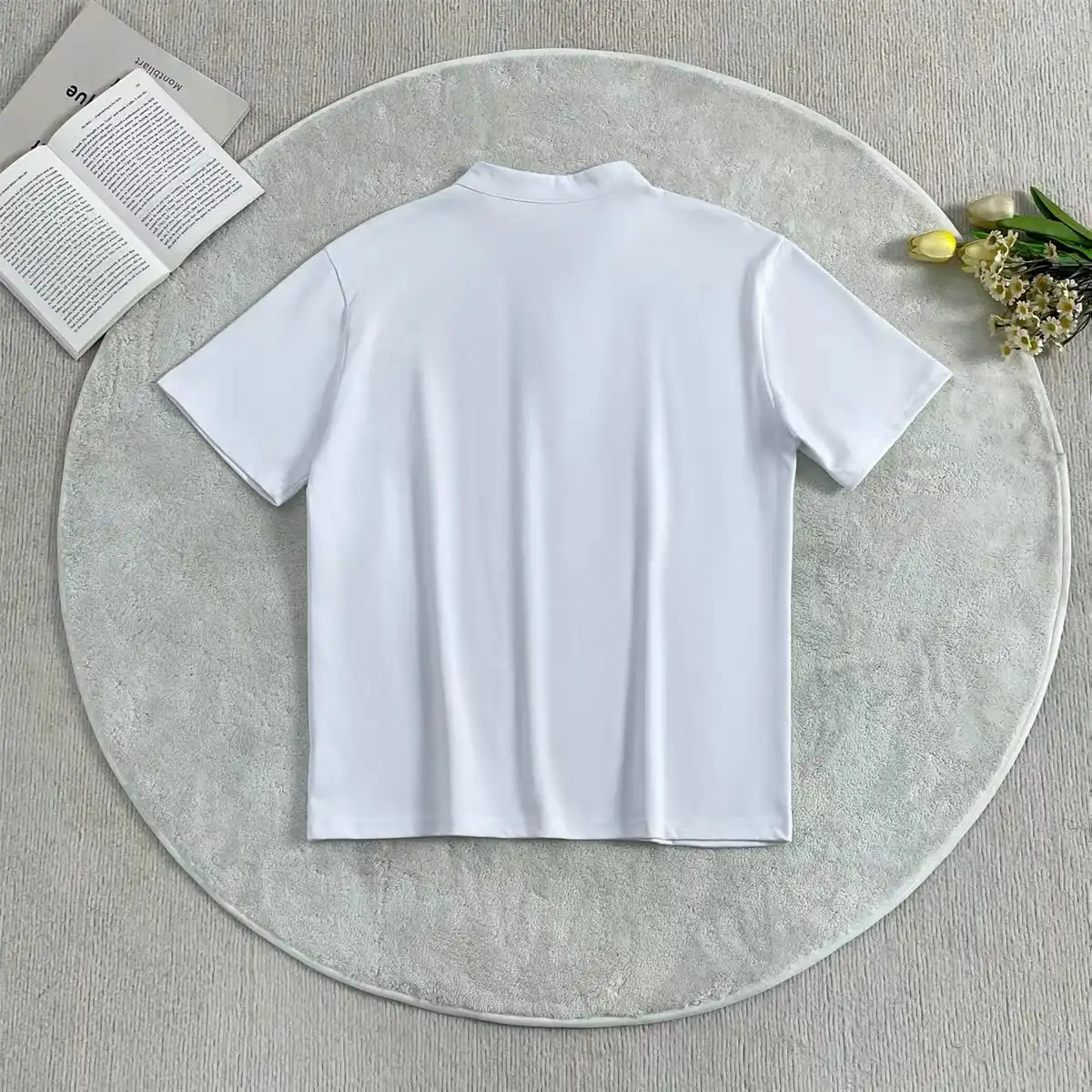 Product image of T755 Floral Embroidery Collar Neck T-Shirt