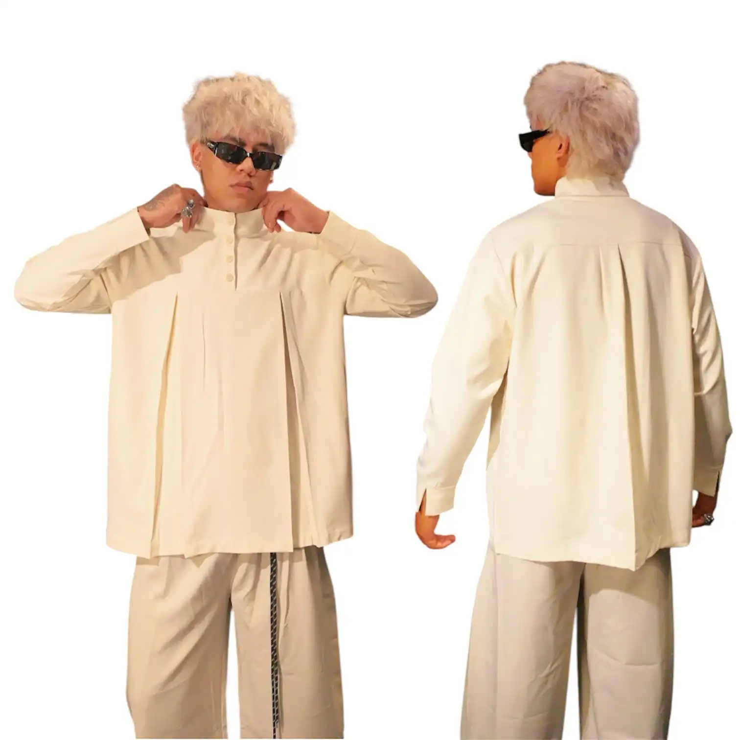 Product image of 7918 Coconut Neck Button Style Linen Shirt