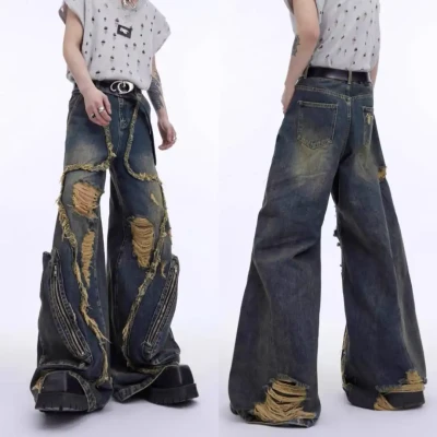 KU91 Distress Grunge Lower Zipp...