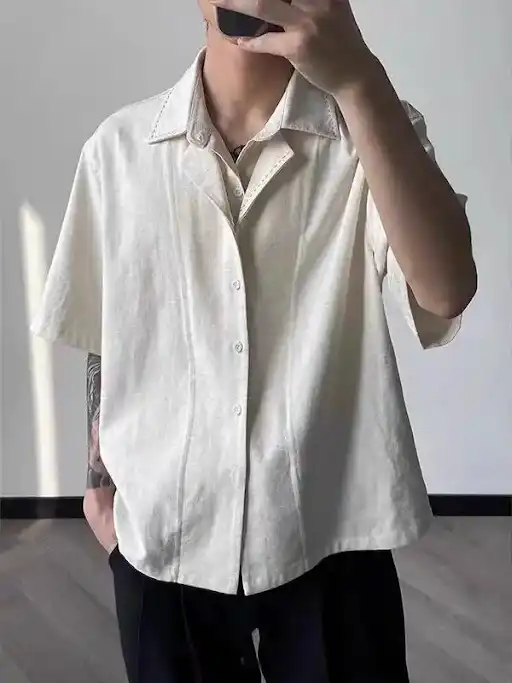 Product image of CS226 Double Lapel Neck Half Shirt