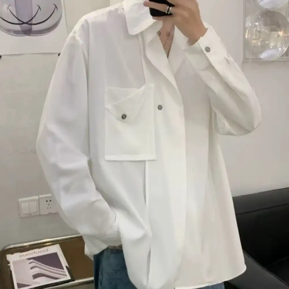 Product image of Cs06 Design Pocket Plain Over Size Full Shirt