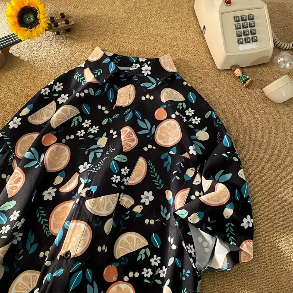 Product image of Cs891 Fruit Printed Over Size Half Shirt