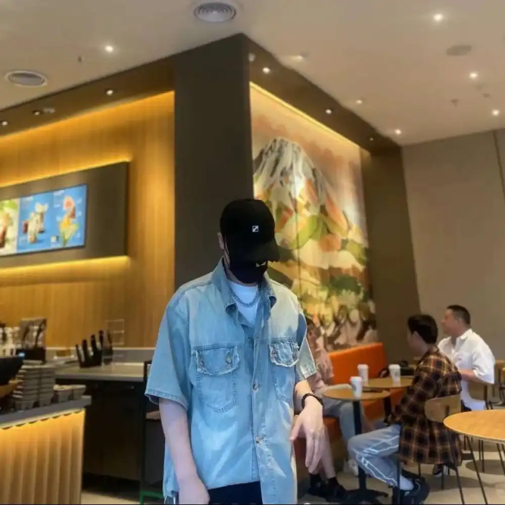 Product image of S1821 Front Two Pockets Oversize Jeans Half-shirt