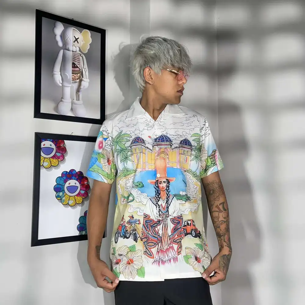 Product image of Mexican Lady With Hat Printed Graphic Over Size Half Shirt