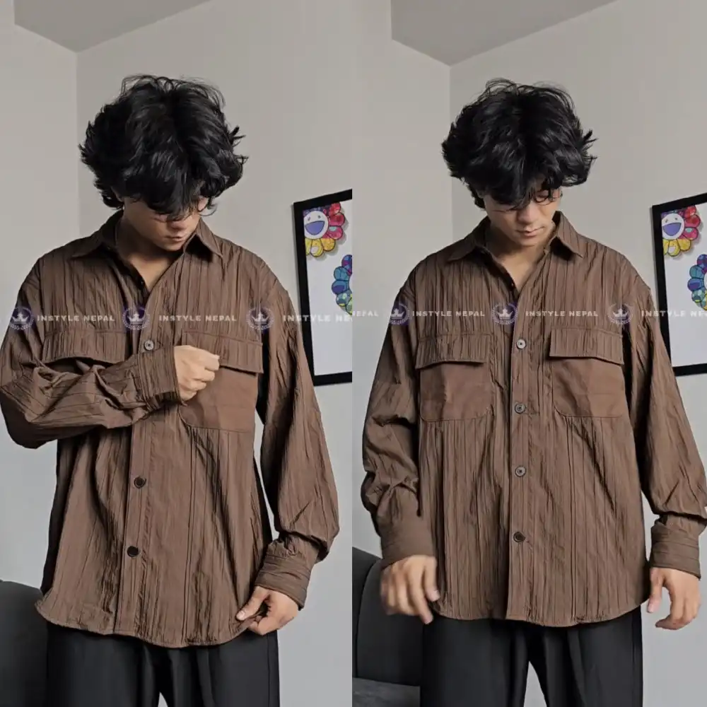 Product image of 128 Crap Wrinkle Front Pocket Pleats Shirt