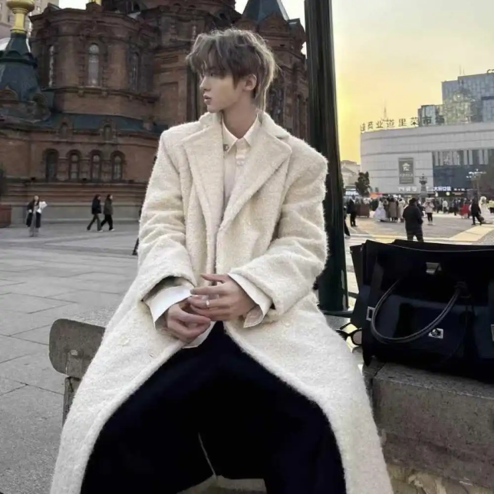 Product image of 1237 Double Breasted Woolen Fur Long Over Coat