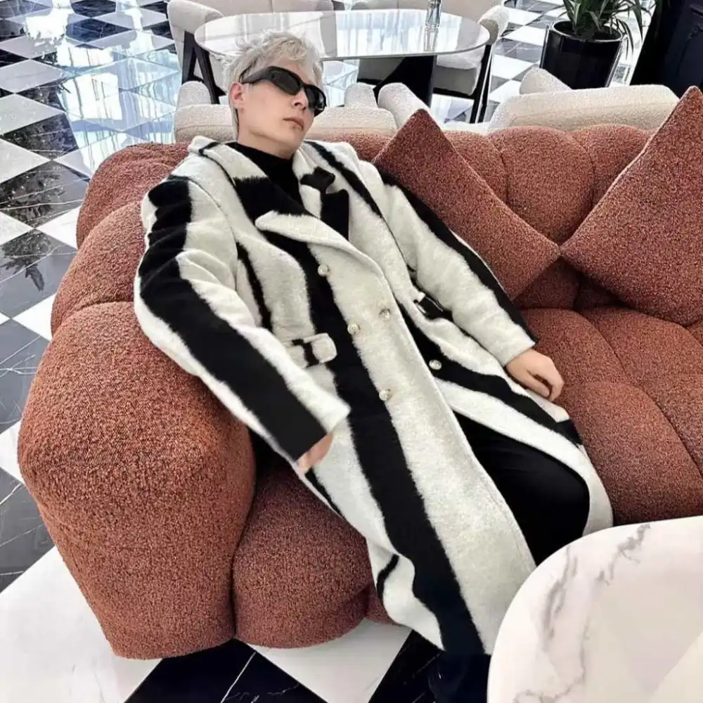 Product image of 1197 Vintage Blend Contrast Woolen Long Over Coat