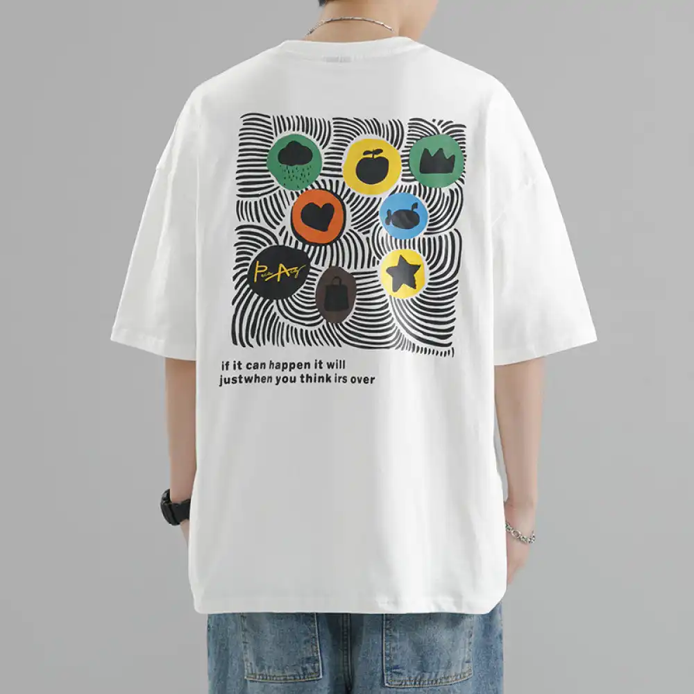 Product image of Myy24-202 Embroidery Peace Acoy Printed Tshirt