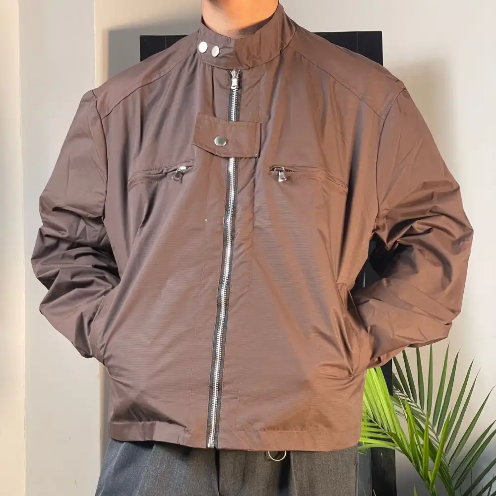 Product image of Chest Pocket Plain Over Size Crop Jacket