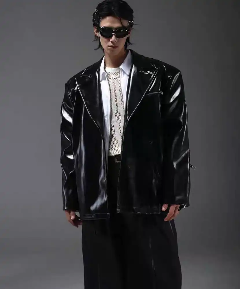 Product image of 8137 Chest One Zipper Pocket Leather Jacket Blazer