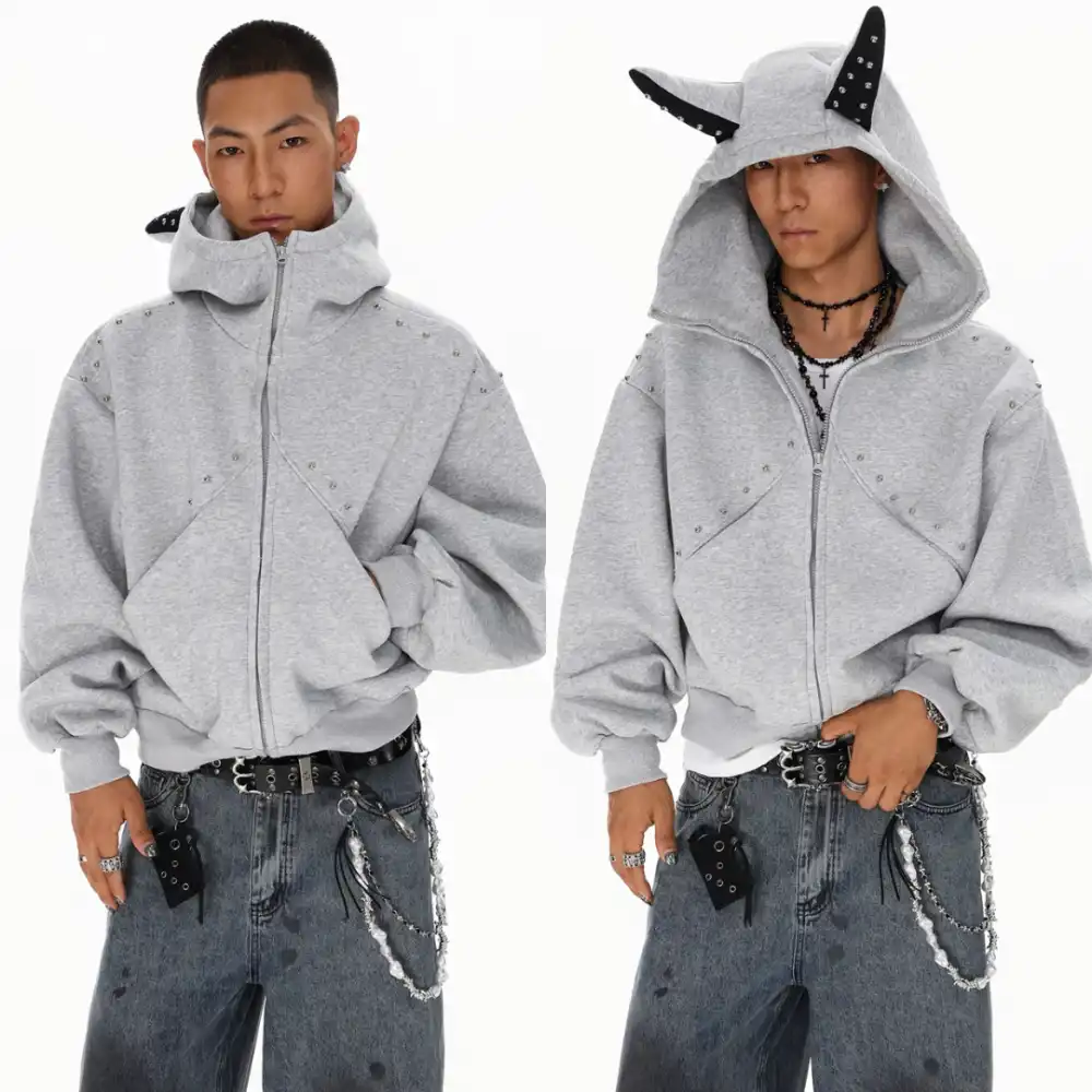 Product image of J668 Horn Cliped Crop Hoodie