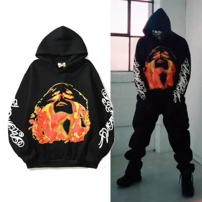 2508 Flame Face Printed Hoodie