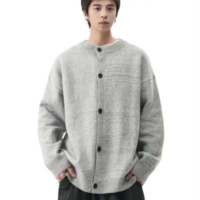 M5809 Basic Plain Button Cardig...