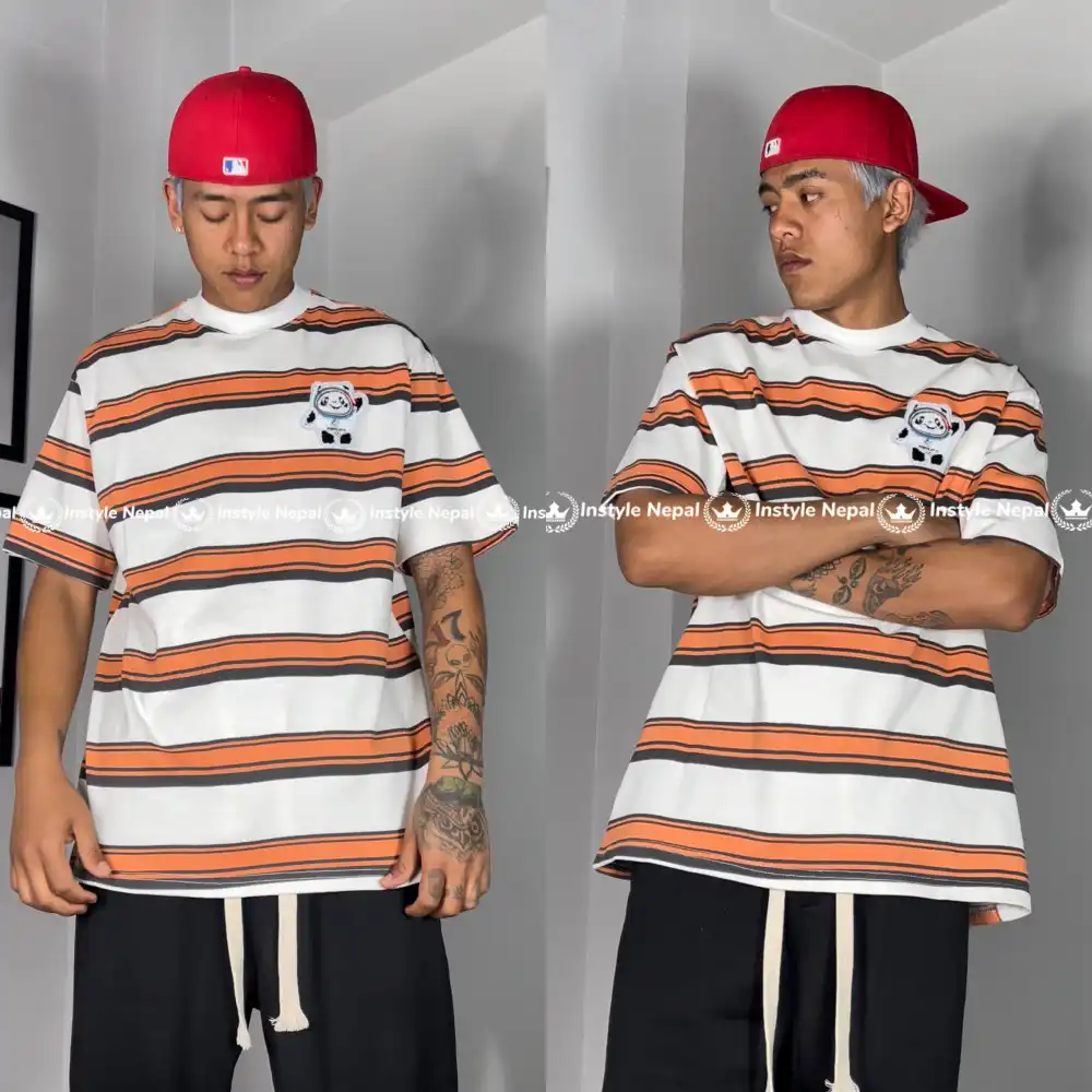 Product image of Panda Embroider Design Lining Oversize T-shirt