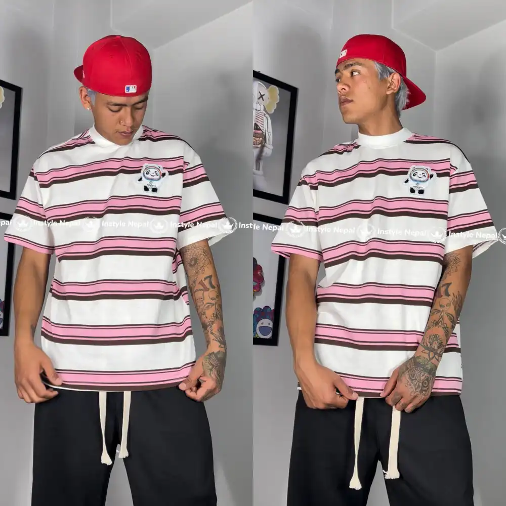Product image of Panda Embroider Design Lining Oversize T-shirt