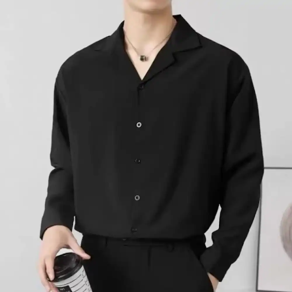 Product image of Y36 C04 Basic Plain Lapel Collar Over Size Full Shirt