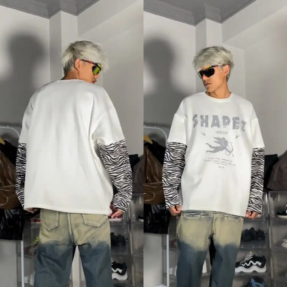 Product image of T16b Shapez Eros Printed Zebra Sleeves Sweatshirt