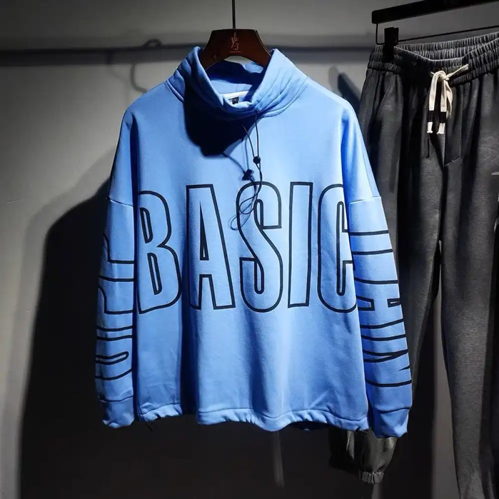 Product image of A208# High Neck Basic Lan Printed Velvet Fleece Sweatshirt