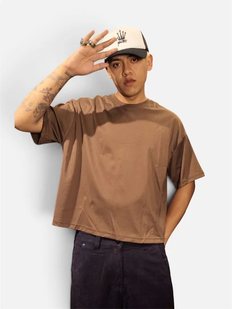 Product image of Basic Plain Over Size Boxy Crop T-shirt