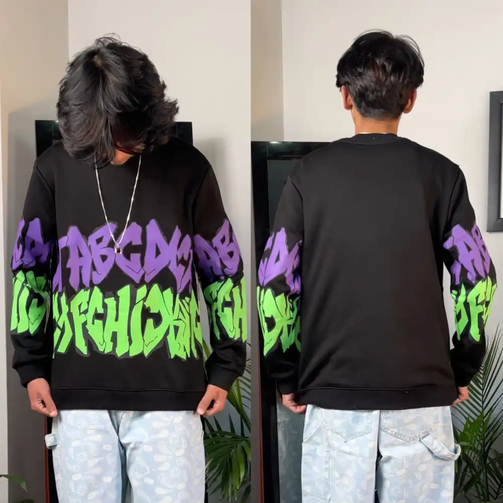 Product image of 981 Abcd Printed Velvet Fleece Inside Sweatshirt