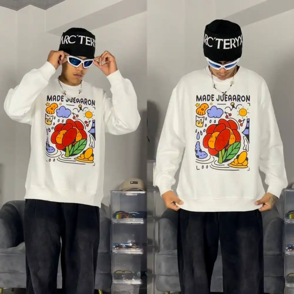 Product image of W63 Made Juea Aron Printed Over Size Fleece Inside Sweatshirt