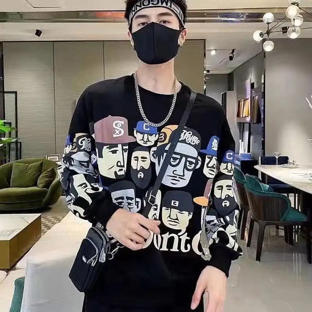 Product image of 6328 Face Printed Fur Insdie Sweatshirt