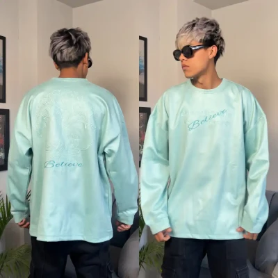 525 Believe Printed Shiny Sweat...
