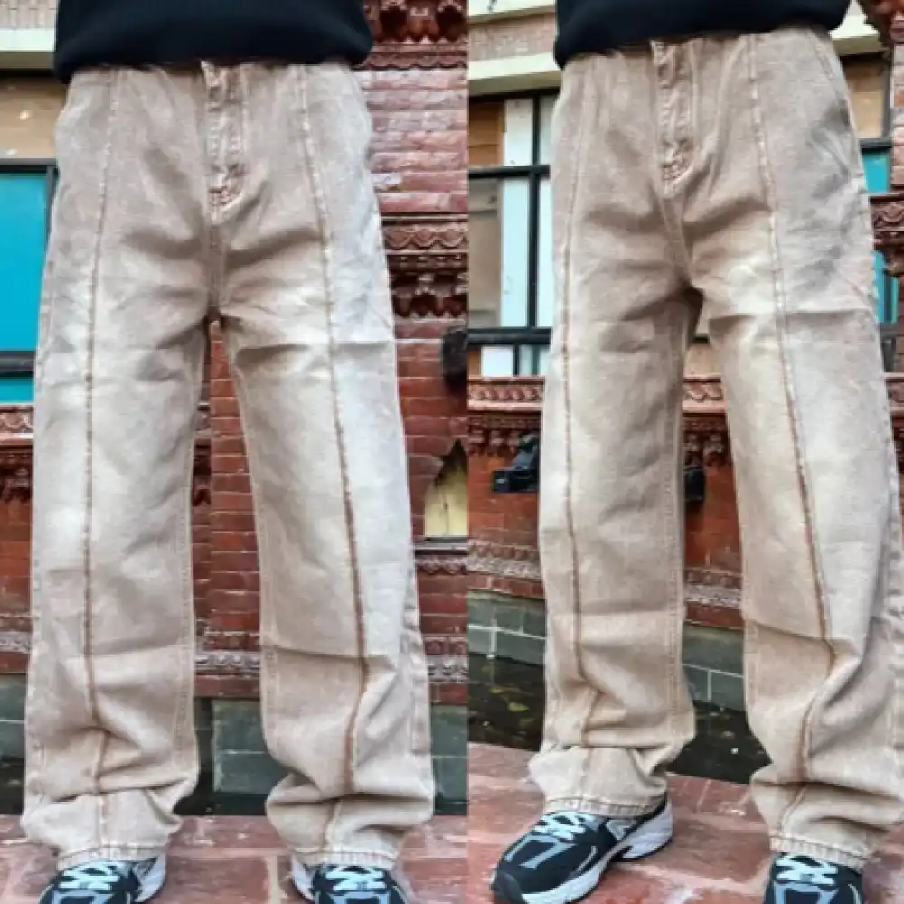 Product image of 22K9017 Lining Design Straight Baggy Jeans Pant