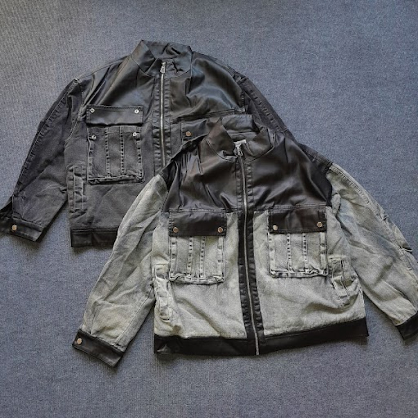 Product image of 25101 Leather And Denim Mixed Box Pocket Jacket