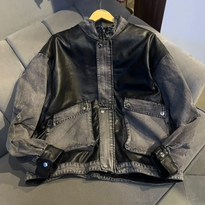 25101 Leather And Denim Mixed B...