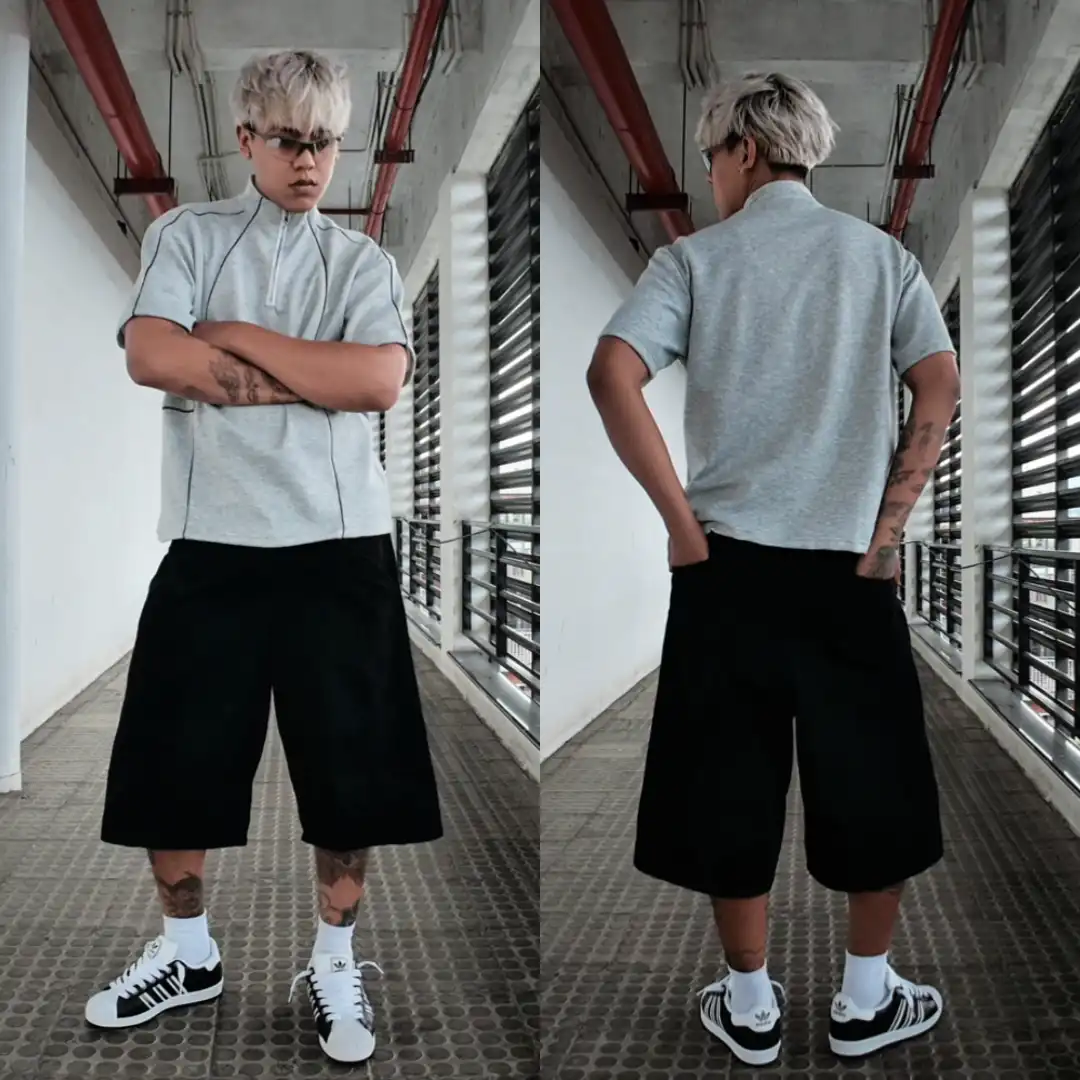 Product image of Raevolt-4 Patchwork Half Zipper T-Shirt