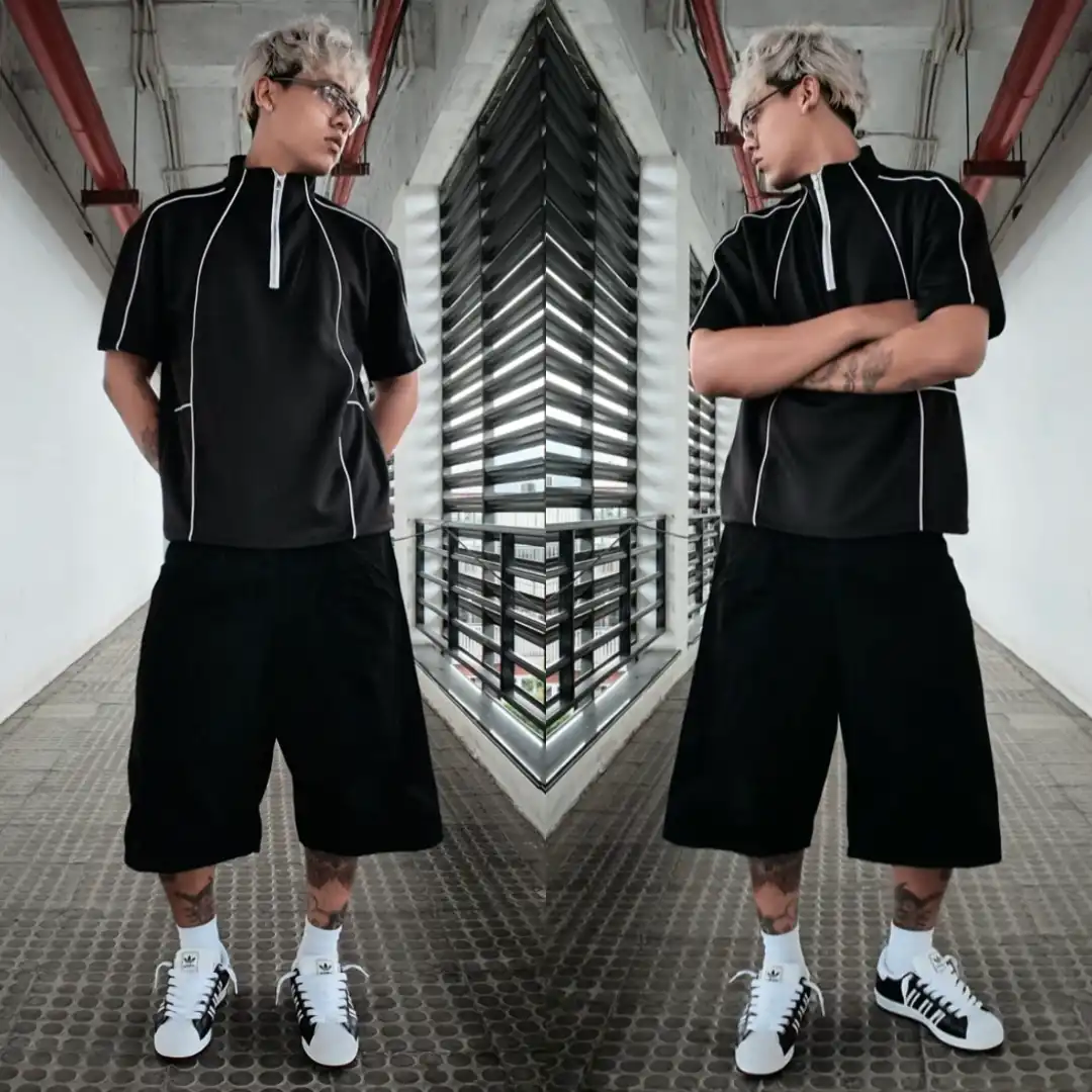 Product image of Raevolt-4 Patchwork Half Zipper T-Shirt